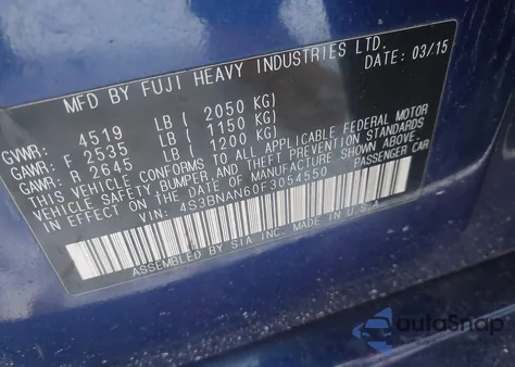 2015 Subaru Legacy 2.5I Limited from USA, damaged, VIN 4S3BNAN60F3054550